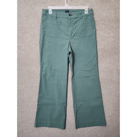 J Crew Lizzie High-Rise Patch-Pocket Wide-Leg Pants Womens 32 Green Linen Blend - Picture 2 of 9